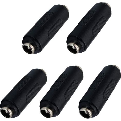 DC 5,5 mm x 2,1 mm Adaptateur d'alimentation,Barrel Power DC 2,1 mm X 5,5 mm Coupleur de Connecteur Femelle à Femelle pour Caméra de Vidéosurveillance,Lumière LED,Routeur (5 Pack/Female) (1/5)