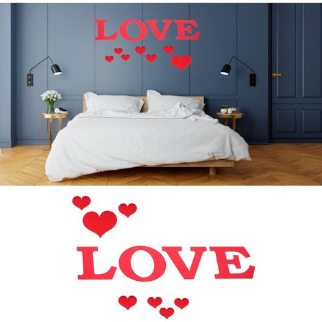 Stickers muraux miroir en forme de cœur, à faire soi-même, pour la décoration de la maison, de la chambre et du salon (rouge) (1/5)