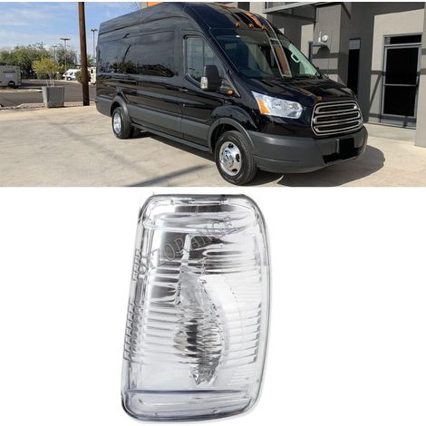 Luz indicadora del espejo lateral compatible con Ford Transit 150 250 350 350HD 2015 2016 2017 2018 2019 2020 2021 (lado derecho del pasajero) Cubierta de la lente de la luz de señalización del espejo (1/4)