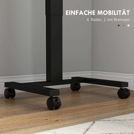 Bureau debout réglable en hauteur, table à roulettes pour ordinateur portable, 65 x 48 x 108 cm, marron et noir (1/4)