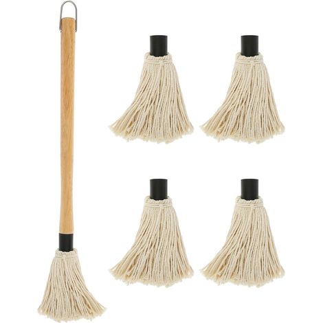 bbq basting brushes, with 4 replacement heads, basting brush for grilling, basting broom with wooden handle, dishwasher safe, basting brushes for bbq (1/5)