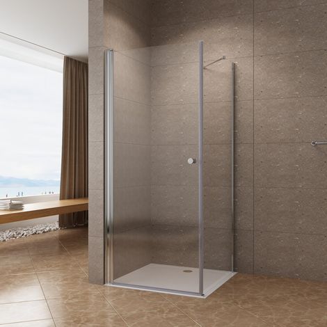 Duschabtrennung Eckeinstieg Nano Einscheiben-Sicherheitsglas Duschtür 180° Drehtür mit Seitenwand 4. BxT: 90x70 cm, Höhe: 197 cm (1/5)