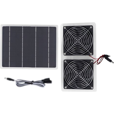 Ventilatore solare, 2 ventilatori da 100W 20V, energia verde, mini ventilatore portatile, comodo per cani, animali domestici, serre e camper. (1/5)