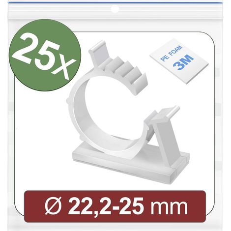 Quadrios 24CA449 Basetta di fissaggio autoadesivo 24CA449 Intervallo Ø fascio 22.2 fino a 25 mm Bianco 25 pz.