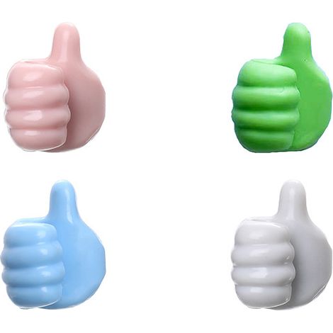 Filiyano-Crochets muraux à pouce pour suspension, lot de 4 clips de rangement de câbles auto-adhésifs, porte-clés mural multifonctionnels sans perçage (1/5)