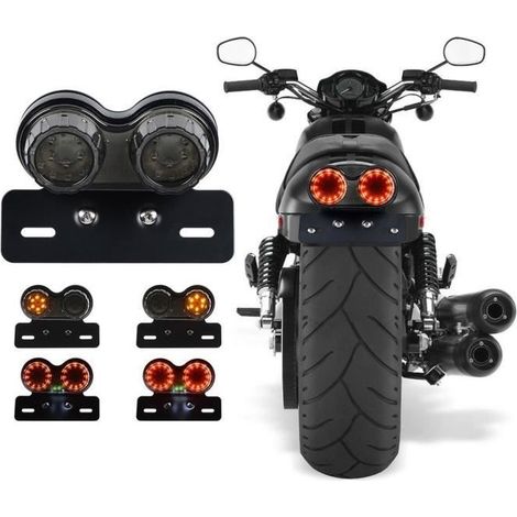 Support de plaque d'immatriculation de moto universel 12V, clignotant double, accessoires de moto -WM2974 (1/4)