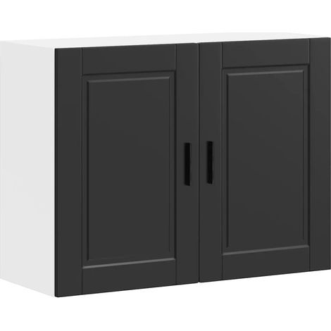 Armario de pared funcional para cocina de 80 x 31 x 60 cm espacio de almacenamiento optimizado diseño moderno en madera de ingeniería negra 020050373 (1/5)