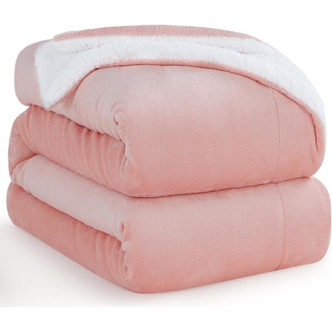Couverture Sherpa Douce Rose 220x240 cm, Chaude et Moelleuse pour Canapé et Lit (1/5)