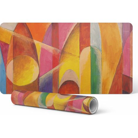 Alfombrilla decorativa de escritorio con estampado de arcos abstractos de colores, 90x45 cm. (1/5)