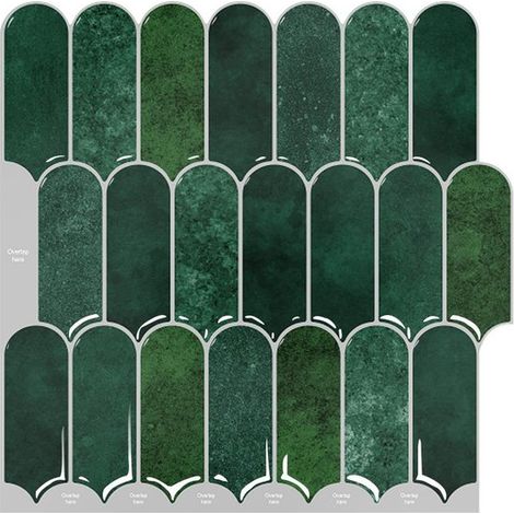 Adesivi per piastrelle autoadesivi, 4 pezzi, adesivi murali 3D, piastrelle per pareti, PET, impermeabili, per cucina e bagno, 30,5 x 30,5 cm, verdi (1/5)