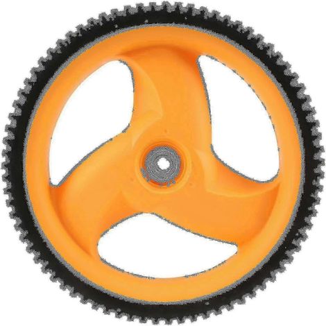 Roue arrière de tondeuse à gazon de 293 mm compatible avec les références 5324035-09, 5324327-49, 532403509 et 532432749. Diamètre en millimètres. (1/2)