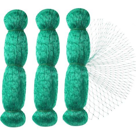 Bird Netting, 3pcs 2 10m Green Garden Bird Net for Plant Protection Net, Protects Plants, Fruits, Flowers and Vegetables, 15mm Mesh