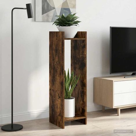 Soporte de plantas 2 pcs Roble Ahumado 30 x 30 x 100 cm