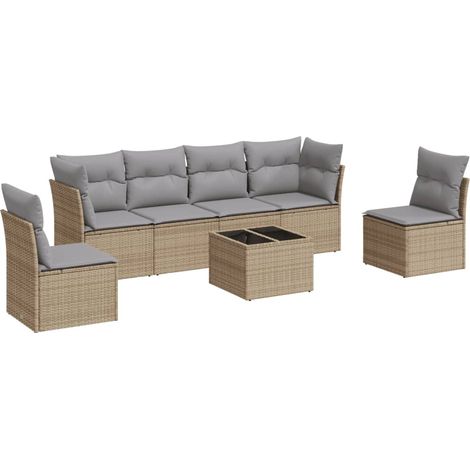 Maison Exclusive - Set sofás de jardín 7 piezas y cojines ratán s (1/3)