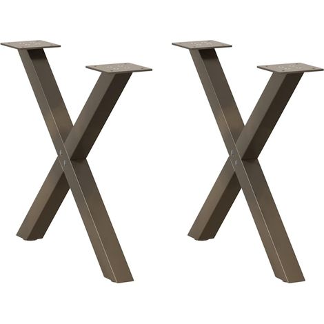 Couchtischbeine X-Form 2 Stk. Naturstahl 60x(42-43) cm Stahl