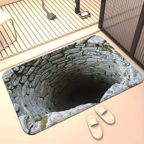 Paillasson à illusion d'optique amusant antidérapant motif d'abîme sans fin adapté la salle de bain chambre au salon (1/5)
