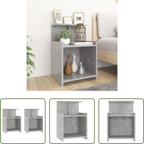 vidaXL Étagères - Tables de chevet 2 pcs Gris béton 40x35x60 cm Aggloméré (1/5)