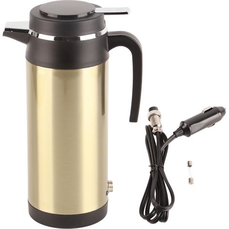 Eosnow Auto -Elektrokessel, tragbarer Wasserkessel Gute Dichtung Edelstahl PP 1200 ml 12V Ausgezeichnete Isolierung für Outdoor -Tee