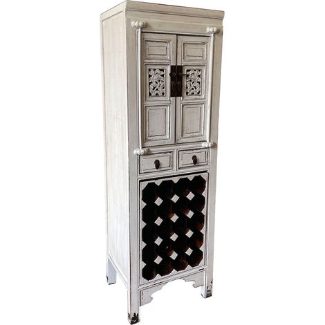Armario botellero de madera blanco 55x45x170
