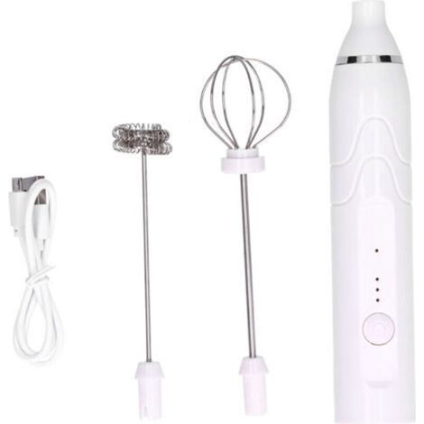 Mousseur à lait mélangeur multifonction à 3 vitesses, Machine à mousse électrique portative, chargement USB (blanc) (1/5)