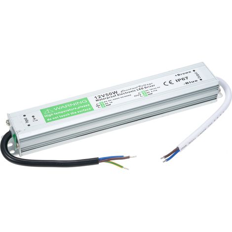 Alimentation LED étanche IP67, transformateur adaptateur secteur 90-250 V CA vers 12 V CC 50 W basse tension pour ruban LED, caisson lumineux extérieur, enseigne lumineuse (1/5)