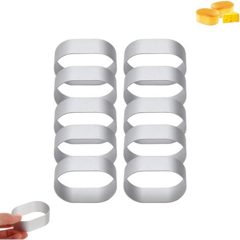 10 piezas, Molde de acero inoxidable para tarta de queso, Anillo para mousse de yogur, tartas y empanadas en casa (plateado) (1/5)