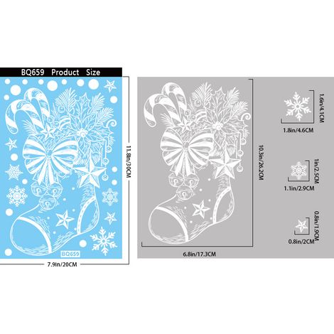 Autocollants de Noël, traîneau, boîte cadeau, autocollants pour vitres, flocons de neige blancs, sapin de Noël, autocollants électrostatiques, décorations de fenêtre, autocollants pour fenêtres.