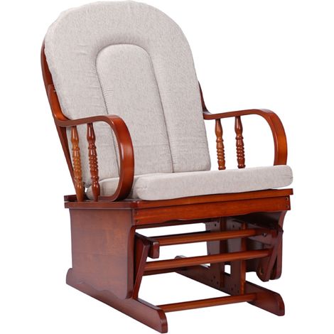 Poltrona a dondolo oscillante in legno con cuscino Beige - LONDRA (1/3)