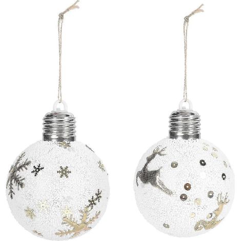Lot de 2 pendentifs boule de Noël, décoration boule de Noël, lampe boule de Noël