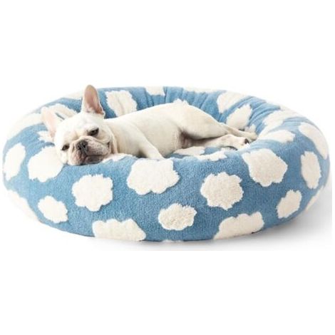 Cesto rotondo per cani e gatti, nuvole bianche (1/4)