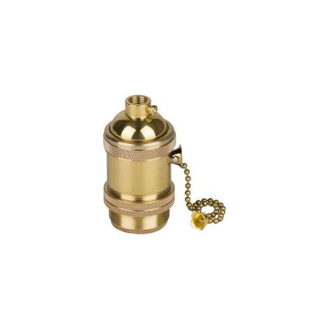 Vintage Support pour Ampoule E27 Douille Culot de Lampe Avec Interrupteur de Chaîne en Cuivre Laiton Couleur Cuivre