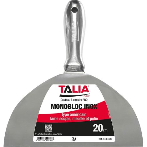 Couteau à enduire monobloc type américain inox 20cm - TALIAPLAST - 440436