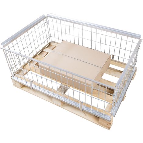 Rehausse grillagée pour palette pool-Europe – Charge max. 800 kg – Hauteur utile 400 mm – Grillage acier galvanisé-chromaté