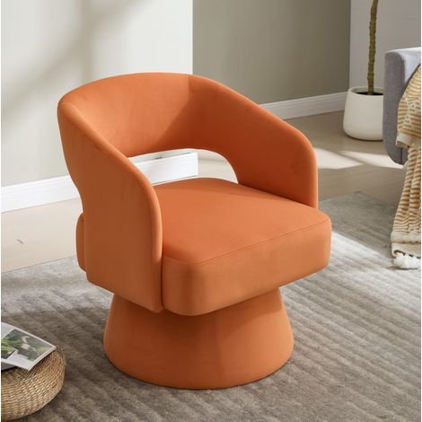 Drehbarer Sessel 68 x 66 x 75 cm orange, 360°-Drehfuß, Chenillebezug, MEUBLIV (1/5)