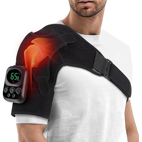 Épaulière Chauffante Avec Vibration,massage epaule Bandoulière électrique réglable,épaulière Pour support d'épaule,épaulière Pour Homme ou Femme,Bandage d'épaule Pour épaule Gauche/droite