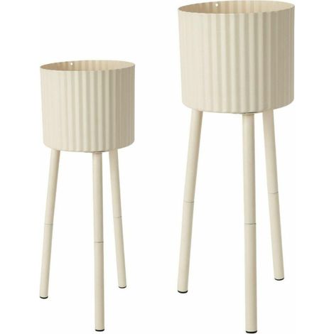 Set di 2 vasi per piante Nordic Bloom bianchi con supporto. (1/3)
