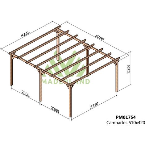 Pérgola de Madera Maciza Cambados (Maderland) - Gardeneas - 510 x 420 cm (1/3)