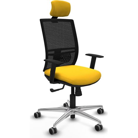Silla de oficina piqueras y crespo Yunquera cuero sintético negro amarillo (1/2)