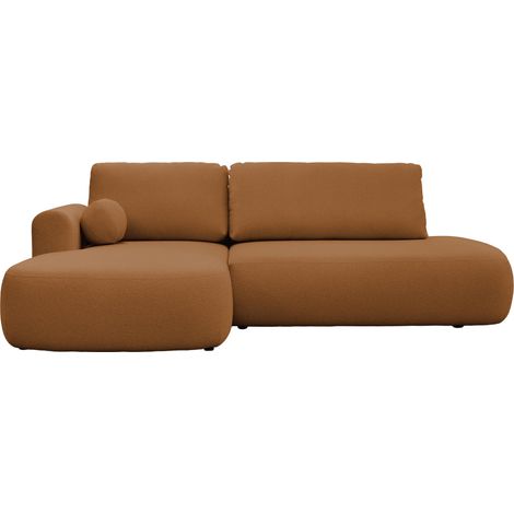 TYLAN Canapé d'angle convertible avec coffre effet peau de mouton orange - Angle gauche (1/5)
