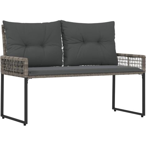 Banco de exterior Gris 118 x 55 x 82 cm Ratán sintético y tela vidaXL