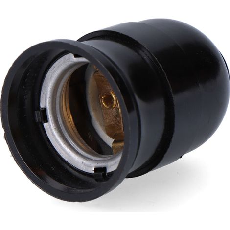 Innenraum-Lampenfassung aus Bakelit-Keramik E27, 4 A bei 230 V, Schwarz, ø43 x 65 mm (unter Schrumpfschlauch)