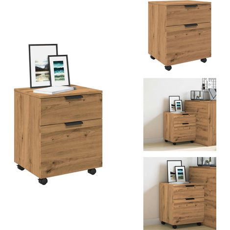 Classeur mobile avec roues chêne artisanal 45x38x54 cm - Armoire À Dossiers - Armoires À Dossiers - Armoire De Bureau - Rangement De Bureau (1/5)