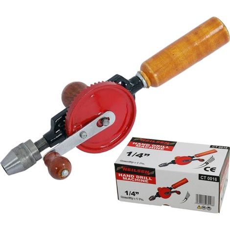 Neilsen 1/4" Hand Crank Mini Manual Double Pinions Drill For Wood Plastic (1/2)