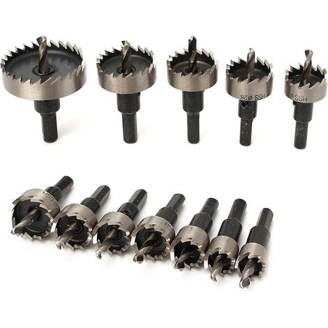 12 Pièces Scie Cloche HSS Set Acier Inoxydable Métal Allié Coupeur 15-50mm