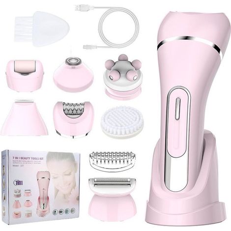 Épilateur 7 en 1 pour femmes, rasoir électrique et rasoir visage avec écran LED pour le visage, les sourcils et le nez (1/5)
