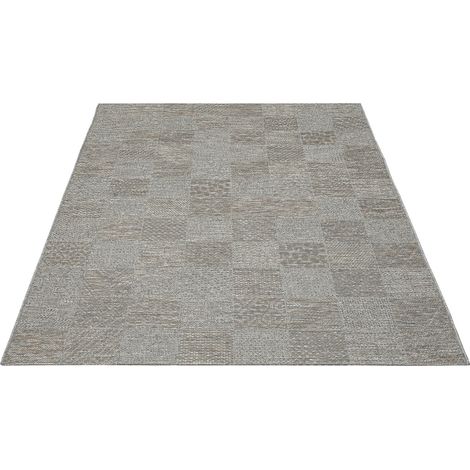 FLOORNOVO In- & Outdoor Teppich Grau gemustert - 150 x 80 cm - Flachgewebe für Garten Balkon Terrasse und Innenbereich - Robust & Pflegeleicht - vielseitig einsetzbar im Innen- und Außenbereich (1/2)