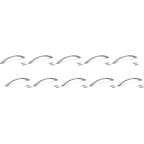 Lot de 10 poignées pour meubles Bombay – Zamak finition nickel satiné – Longueur 160mm – Entraxe 128mm – Vis M4 incluses (1/5)