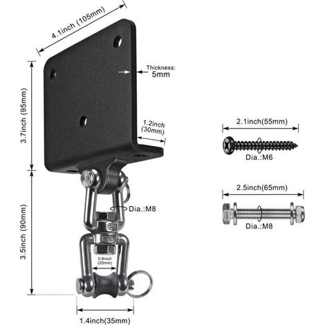 Supporto per sacco da boxe, supporto a trave per sacco da boxe, gancio robusto per esercizi veloci, allenamento Muay Thai, amaca oscillante, 450 kg (1/4)