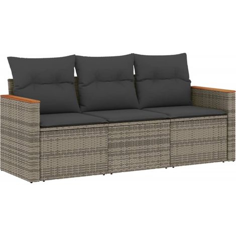Maison Exclusive - 3-tlg. Garten-Sofagarnitur mit Kissen Grau Pol