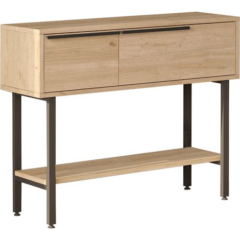 Konsole mit Holzspiegel "Calvin" - 100 x 30 x 76 cm - Braun